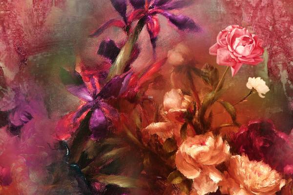 中老年多彩植物花卉拼接印花图案服装纺织数码印花花型素材妈妈装