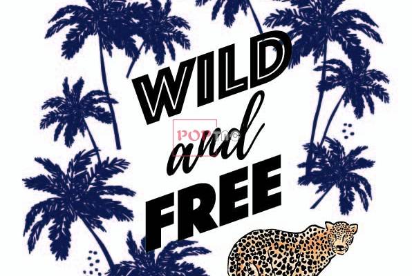 热带风椰子树字母动物豹子印花图案服装裁片T恤卫衣烫图印花花型素材