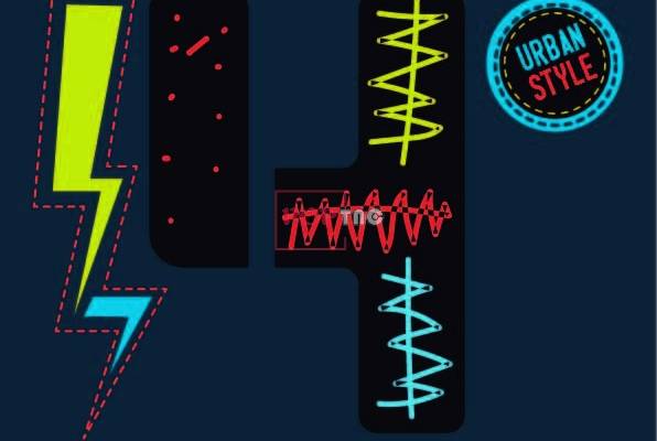 字母图案补丁闪电印花服装裁片T恤卫衣烫图印花花型素材