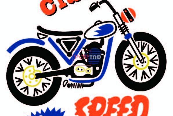 字母摩托车印花图案服装裁片T恤卫衣烫图印花花型素材