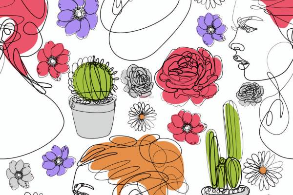 几何花纹植物花朵女士人物印花图案服装纺织数码印花花型素材