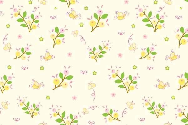 植物小花朵蝴蝶印花图案服装纺织数码印花花型素材