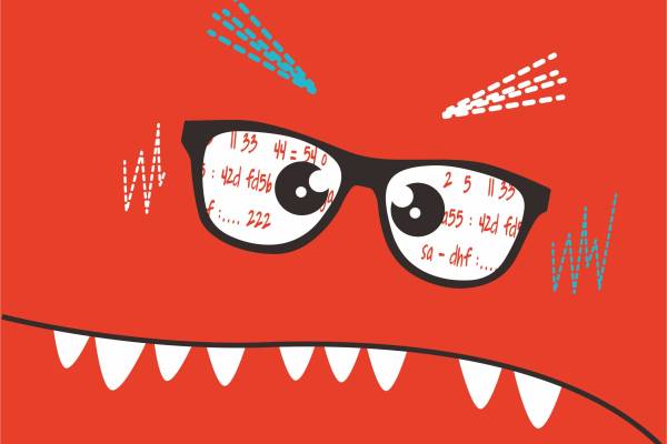 卡通人物眼镜印花图案服装裁片T恤卫衣烫图印花花型素材