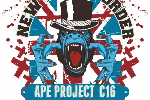 卡通大猩猩字母印花图案服装裁片T恤烫图印花花型素材