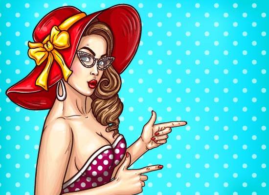 卡通性感女孩印花图案服装裁片T恤卫衣烫图印花花型素材