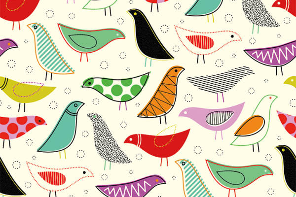 卡通动物小鸟印花图案服装纺织数码印花花型素材