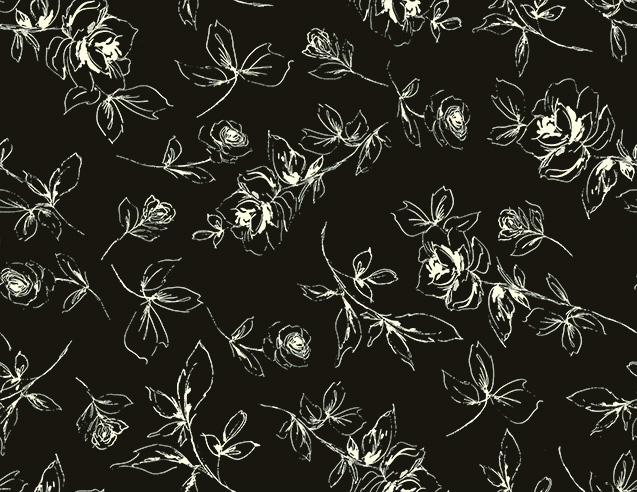 黑白几何植物玫瑰花印花图案服装纺织数码印花花型素材