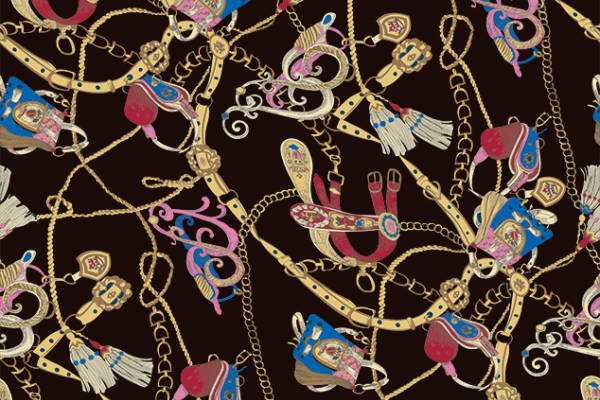 几何复古图案链子印花服装纺织数码印花花型素材