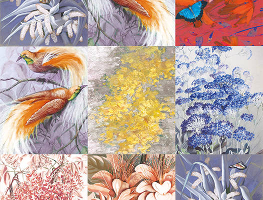 植物花朵蝴蝶飞鸟印花图案围巾方巾数码印花图案素材