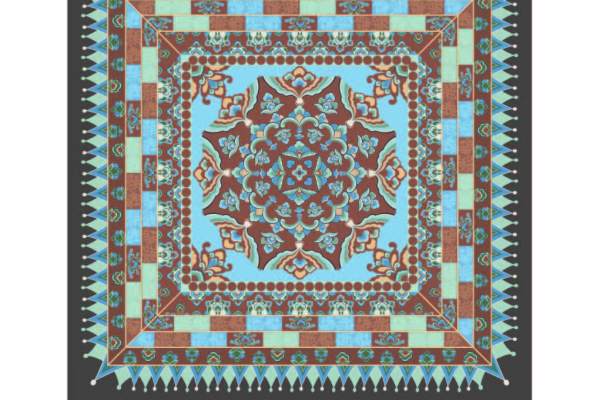 几何敦煌壁画图案围巾方巾地毯印花花型素材