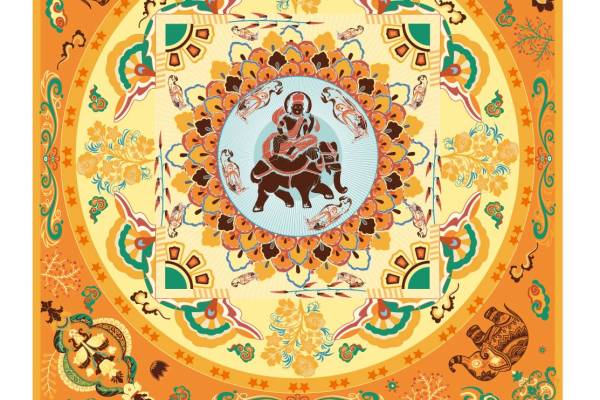 几何敦煌壁画图案围巾方巾地毯印花花型素材