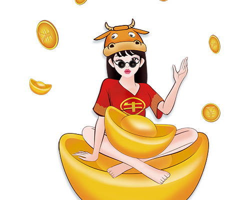 国潮人物元宝印花图案服装裁片T恤卫衣烫图印花花型素材