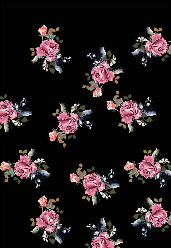 植物玫瑰花朵拼接印花图案服装纺织数码印花花型素材