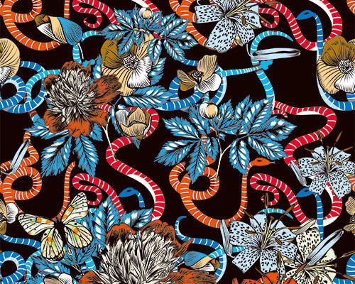 几何花纹动物蛇印花图案服装纺织数码印花花型素材