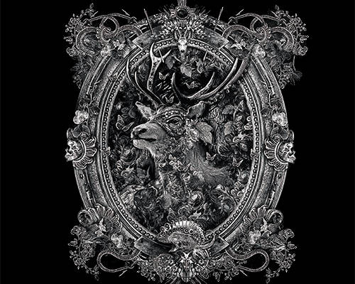 复古几何花纹麋鹿印花图案服装裁片T恤卫衣烫图印花花型素材