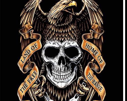 骷髅头老鹰字母印花图案服装裁片T恤卫衣烫图印花花型素材