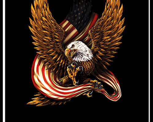 动物白头鹰字母印花图案服装裁片T恤卫衣烫图印花花型素材