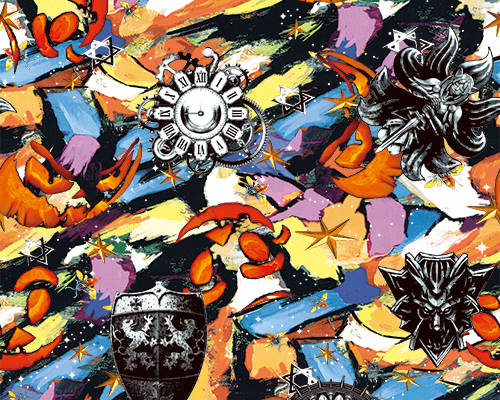 色彩涂鸦盾牌印花图案服装纺织数码印花花型素材