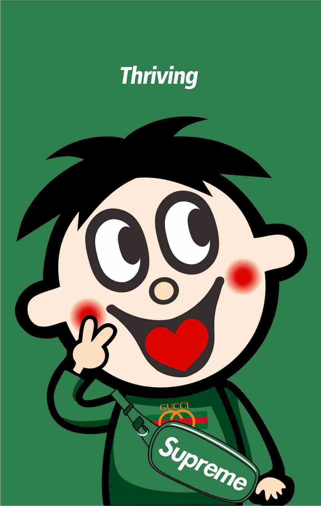 卡通人物潮牌字母印花图案服装裁片T恤卫衣烫图印花花型素材