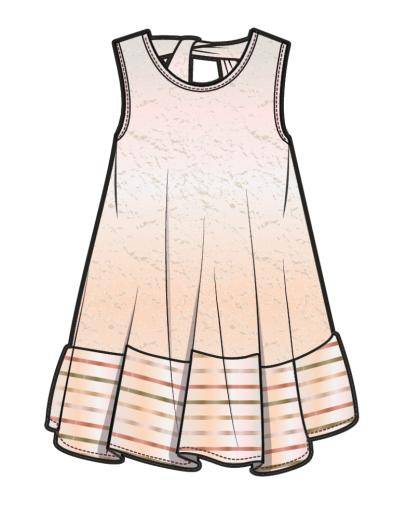 儿童装设计素材儿童连衣裙款式图ai矢量图女童长裙款式