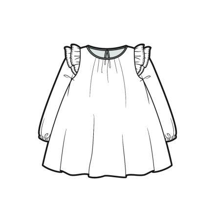 儿童装设计素材儿童连衣裙款式图ai矢量图女童长裙款式