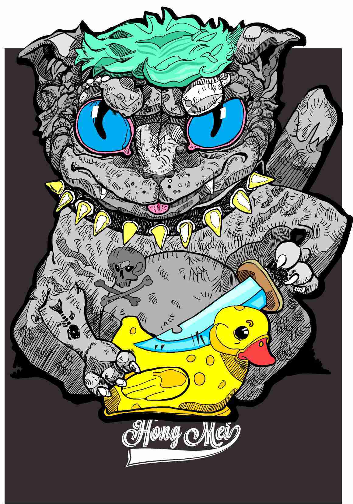 卡通动物小黄鸭印花图案服装裁片T恤卫衣烫图印花花型素材