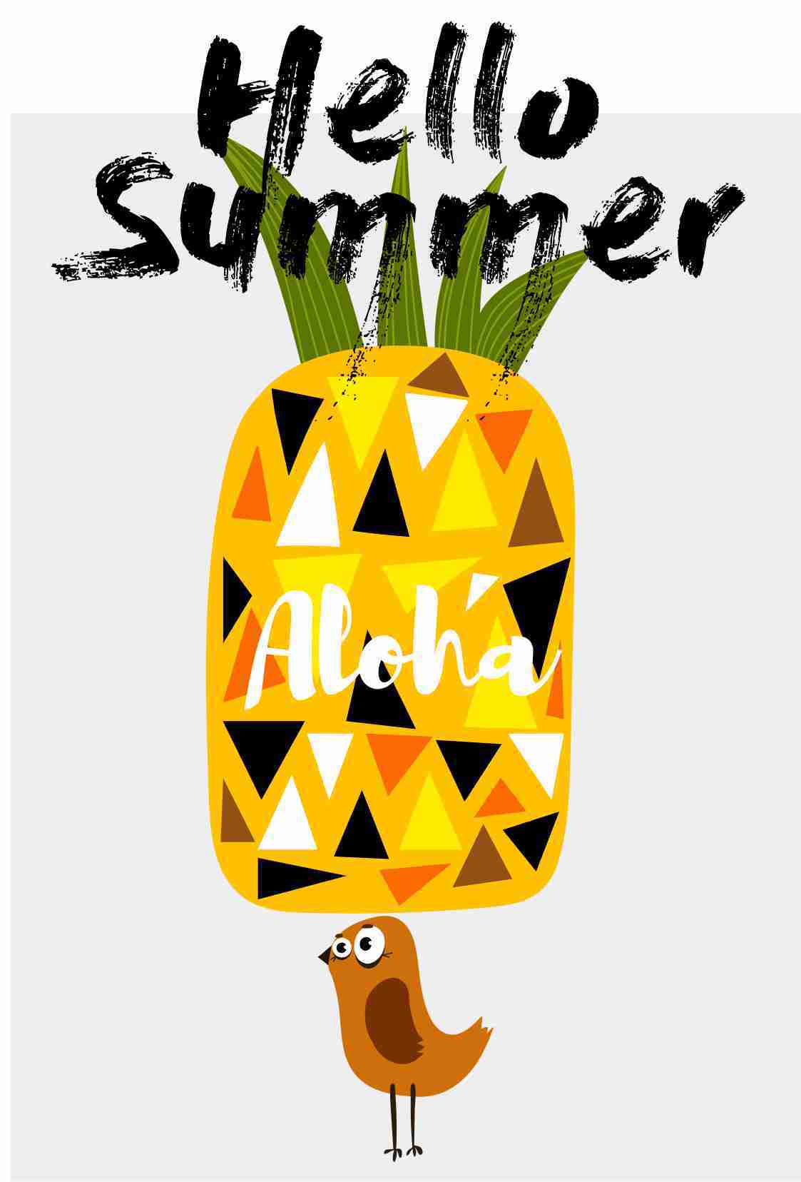 几何字母菠萝印花图案服装裁片T恤卫衣烫图印花花型素材