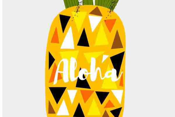 几何字母菠萝印花图案服装裁片T恤卫衣烫图印花花型素材