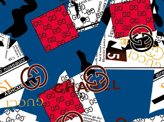 几何字母双C潮牌印花图案服装纺织数码印花花型素材