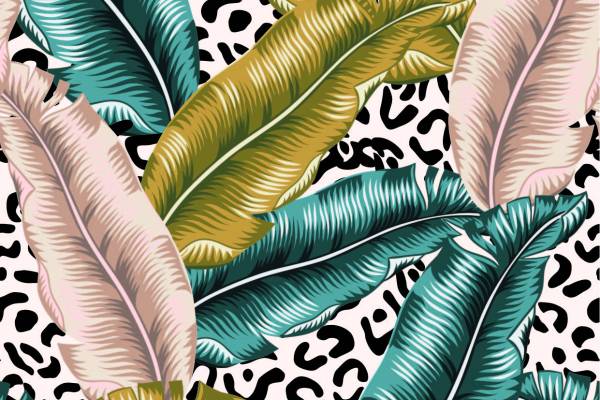 几何豹纹热带树叶印花图案服装纺织数码印花花型素材
