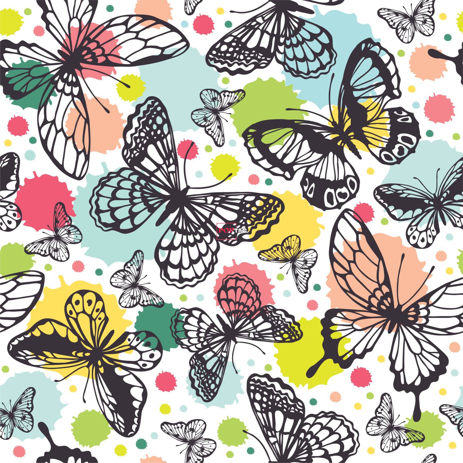 水彩涂鸦蝴蝶印花图案服装纺织数码印花花型素材