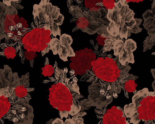 植物牡丹花拼接印花图案服装纺织数码印花花型素材