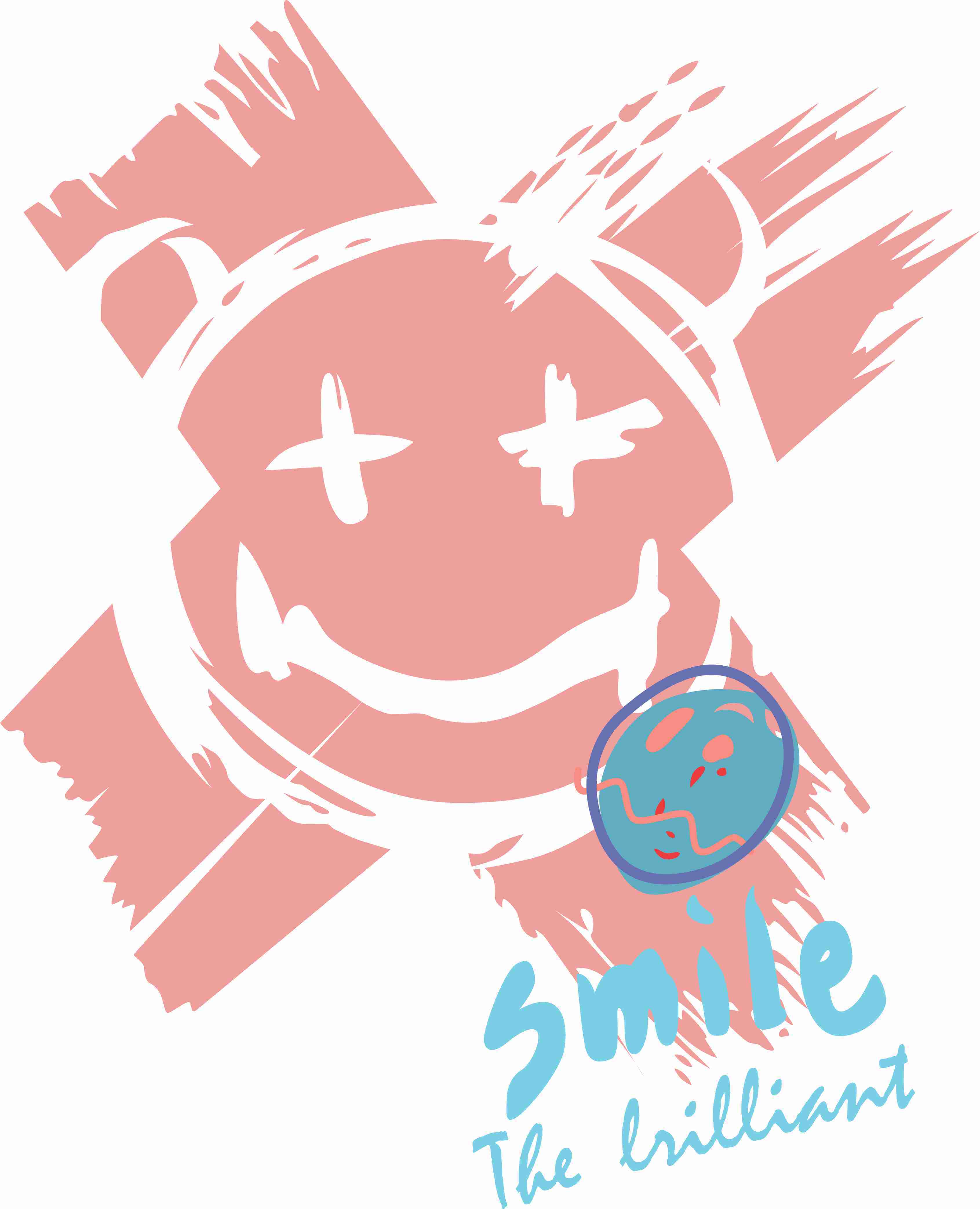 潮牌卡通图案smile字母印花图案服装裁片T恤烫图印花花型素材