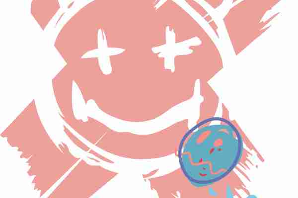 潮牌卡通图案smile字母印花图案服装裁片T恤烫图印花花型素材