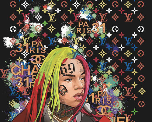 潮牌LV涂鸦人物印花服装裁片T恤烫图数码印花花型素材