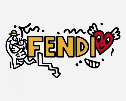 字母图案FENDI拼接印花图案服装裁片T恤卫衣烫图印花花型素材