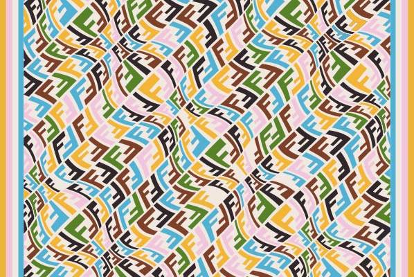 字母图案F波浪印花图案服装裁片T恤卫衣烫图印花花型素材