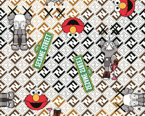 卡通芝麻街几何图案字母F拼接印花图案服装纺织数码印花花型素材