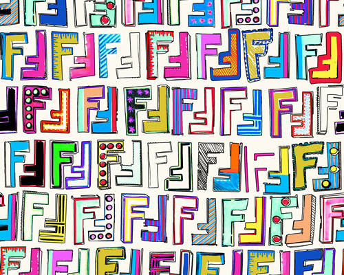 几何图案字母F拼接印花图案服装纺织数码印花花型素材