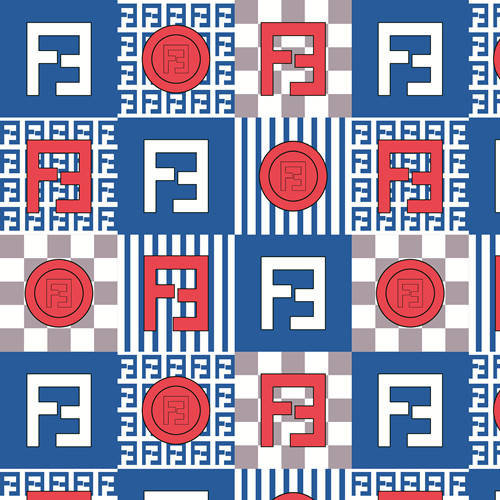 几何图案字母f拼接印花图案服装纺织数码印花花型素材