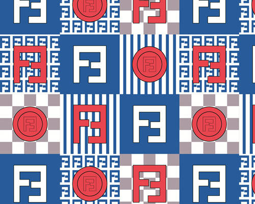 几何图案字母F拼接印花图案服装纺织数码印花花型素材