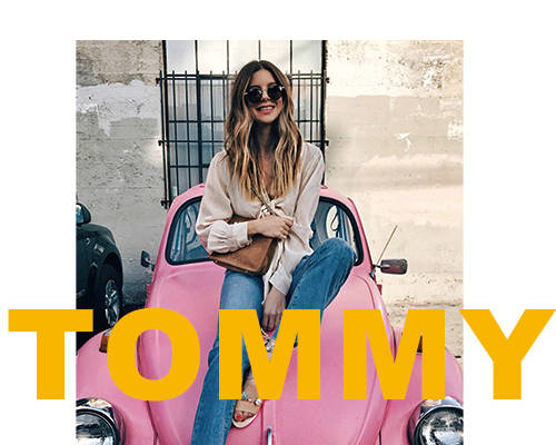 女孩人物潮牌字母TOMMY印花图案服装裁片T恤卫衣烫图印花花型素材