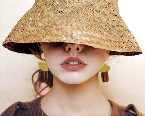 草帽女孩人物印花图案服装裁片T恤卫衣烫图印花花型素材