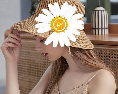 人物草帽小邹菊印花图案服装裁片T恤卫衣烫图印花花型素材