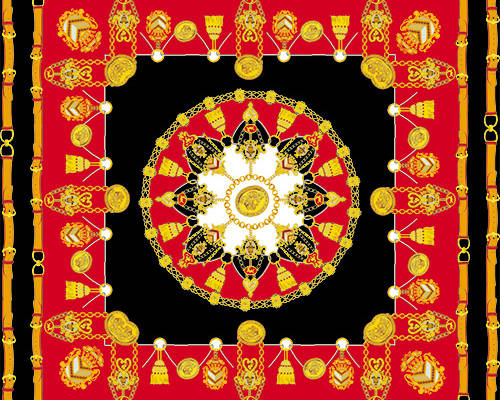 复古方巾印花花型素材