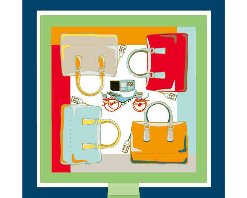 几何图案包包方巾印花图案