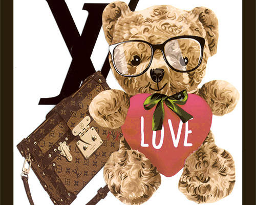 字母MOSCHINO图案潮牌熊印花服装裁片T恤卫衣烫图印花花型素材