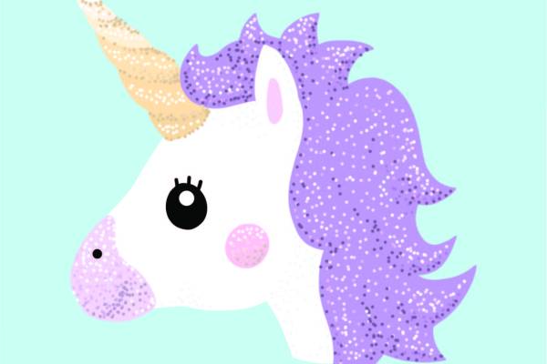 卡通动物独角兽字母印花图案服装裁片T恤卫衣烫图印花花型素材