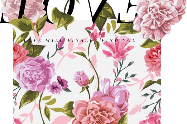 字母花朵牡丹花印花图案服装裁片T恤卫衣烫图印花花型素材