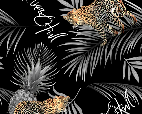 植物叶子菠萝豹子印花图案服装纺织数码印花花型素材